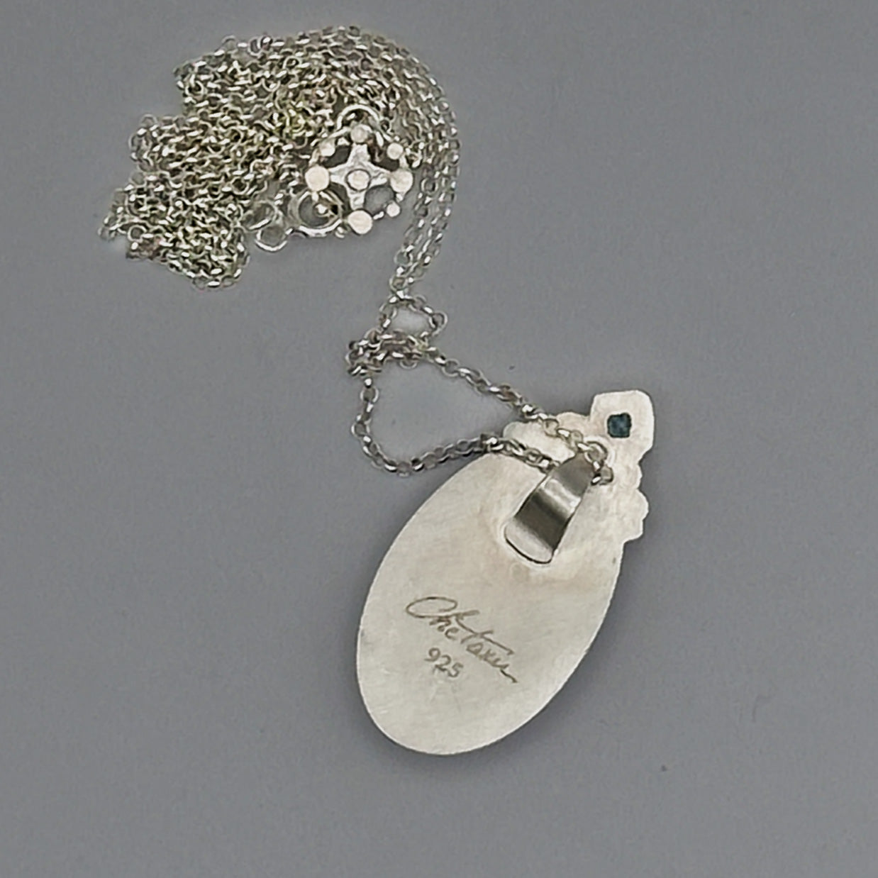 Little Deer at Night Pendant Necklace - Vitreous enamel, 24k Gold in Silver
