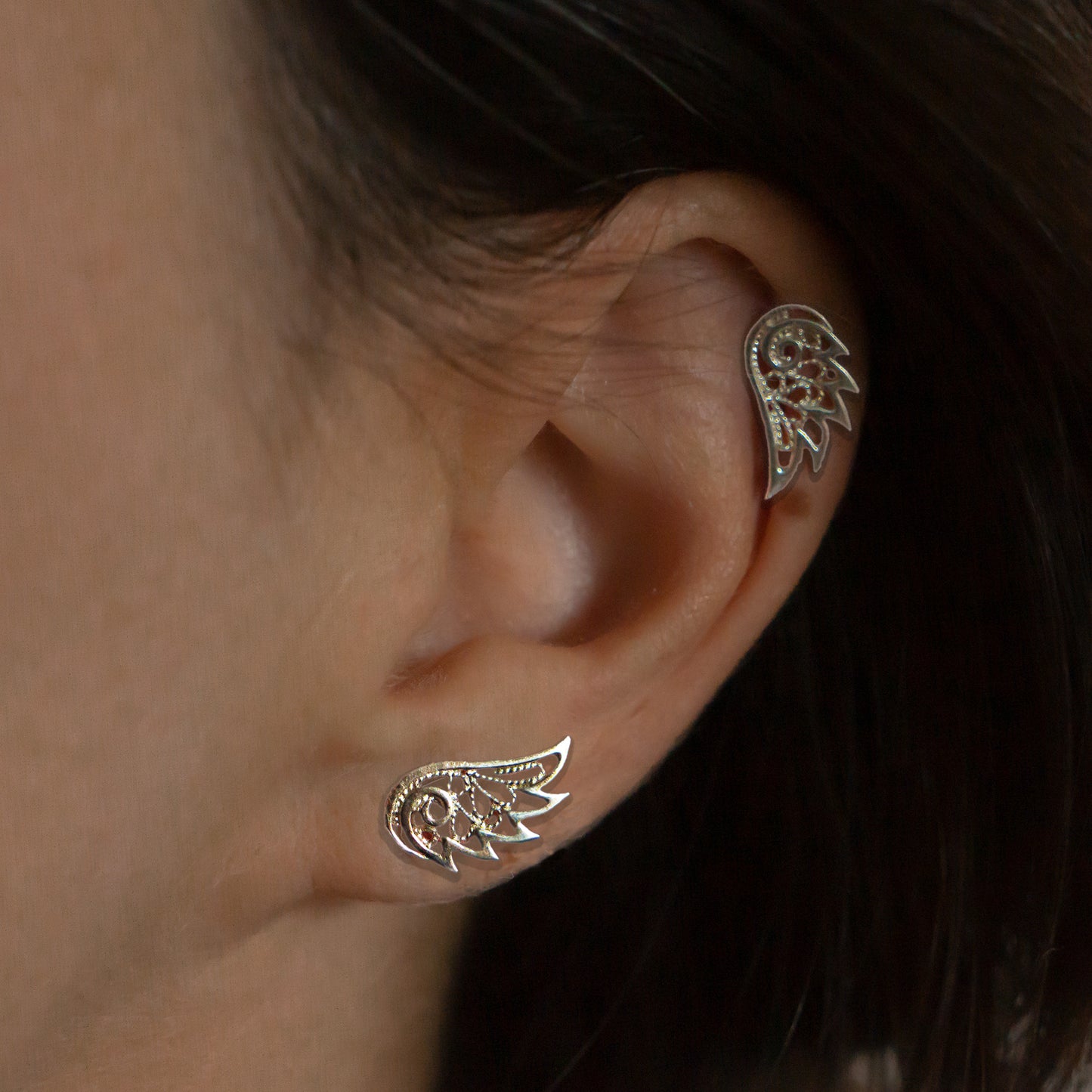 Angelo Wing Studs - Filigree in Silver