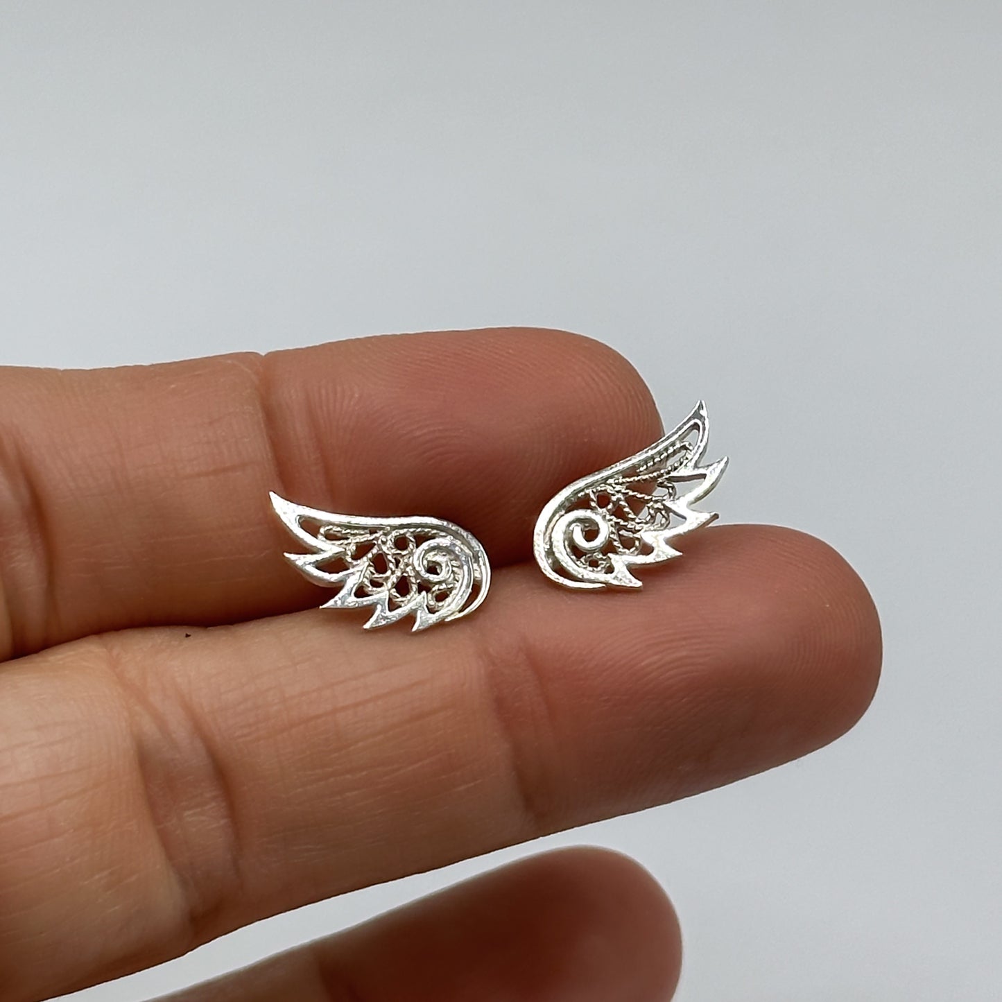 Angelo Wing Studs - Filigree in Silver