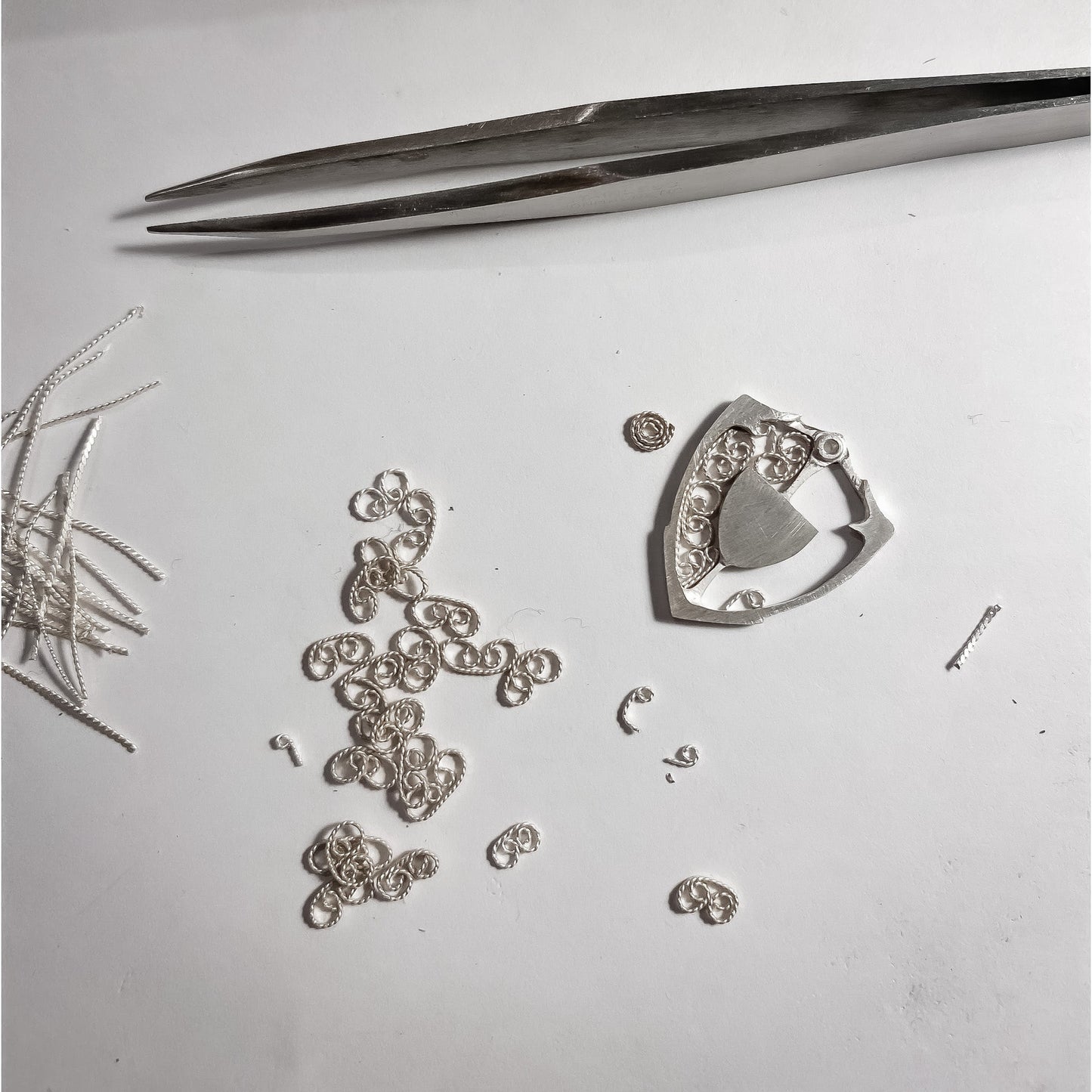 Eye & Personalized Monogram Filigree Shield Necklace in Silver