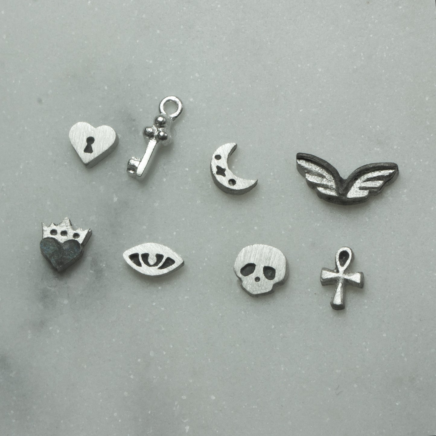 Crowned Heart & Personalized Monogram Filigree Shield Necklace in Silver