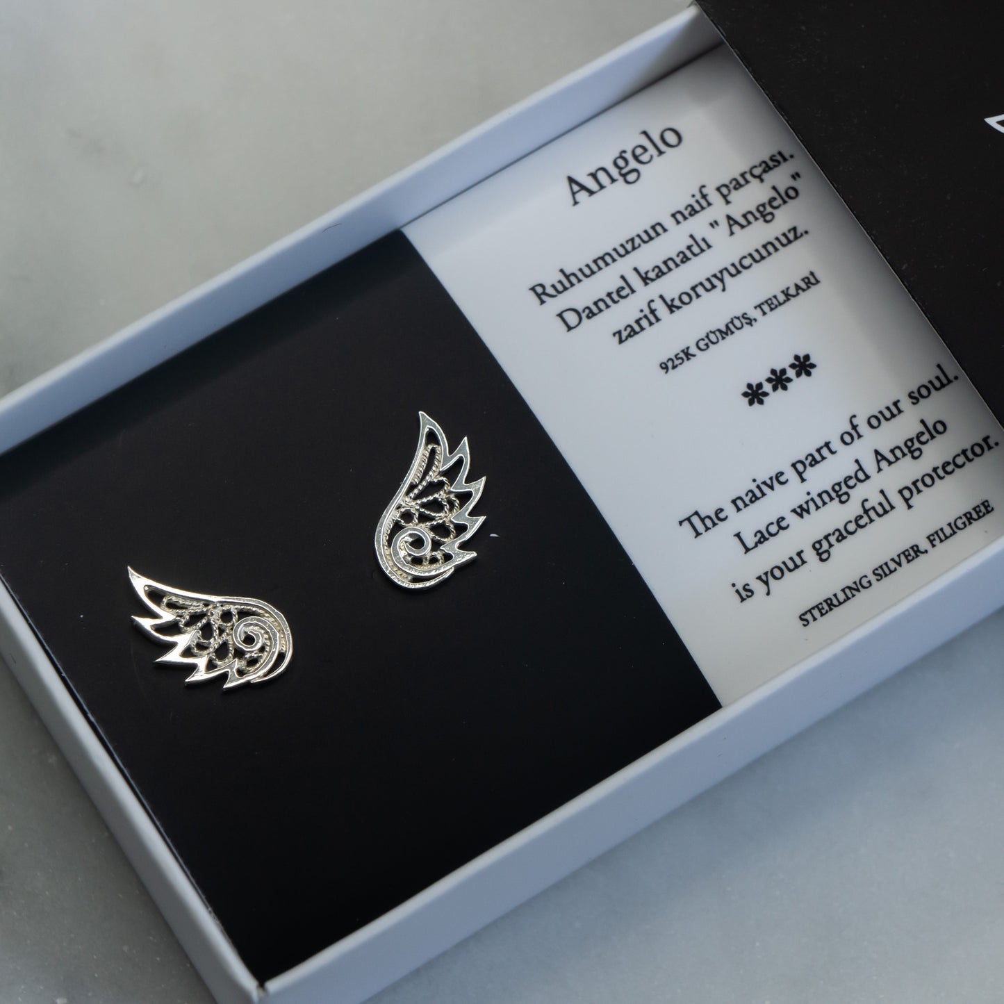 Angelo Wing Studs - Filigree in Silver